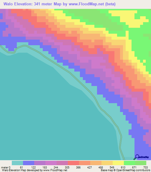 Walo,Solomon Islands Elevation Map