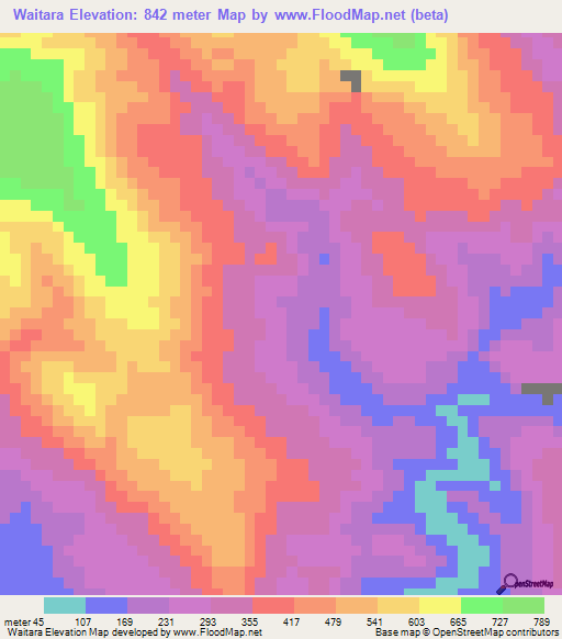 Waitara,Solomon Islands Elevation Map