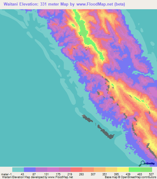 Waitani,Solomon Islands Elevation Map
