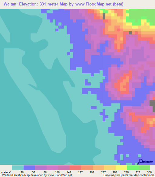 Waitani,Solomon Islands Elevation Map