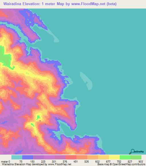 Wairadina,Solomon Islands Elevation Map