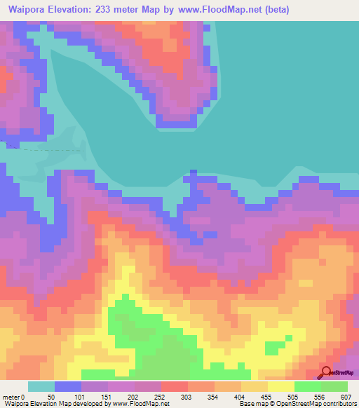 Waipora,Solomon Islands Elevation Map