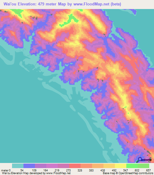 Wai'ou,Solomon Islands Elevation Map