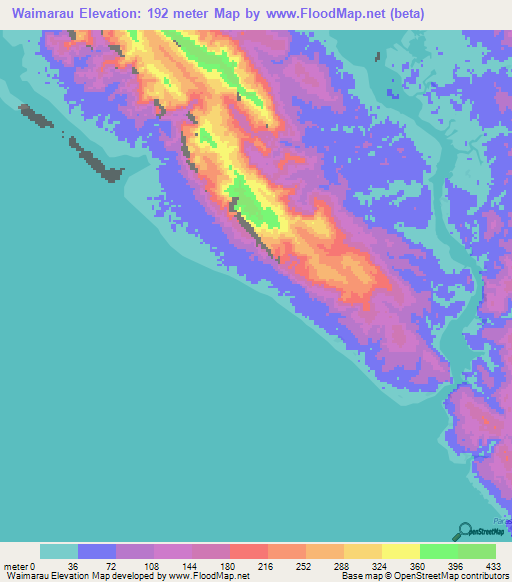 Waimarau,Solomon Islands Elevation Map