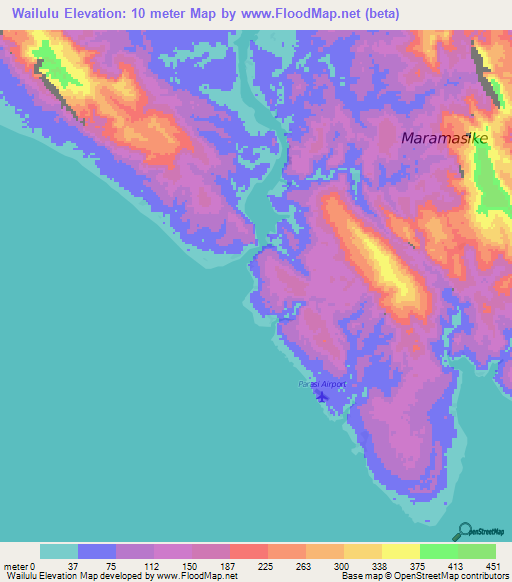 Wailulu,Solomon Islands Elevation Map