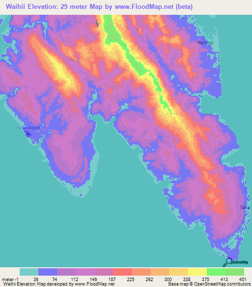 Waihii,Solomon Islands Elevation Map