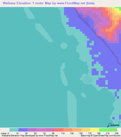 Waibana,Solomon Islands Elevation Map