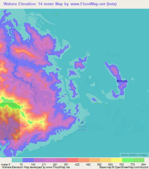 Wahere,Solomon Islands Elevation Map