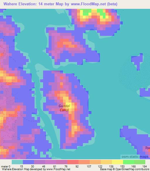Wahere,Solomon Islands Elevation Map