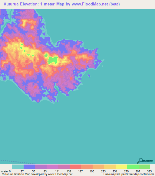 Vuturua,Solomon Islands Elevation Map