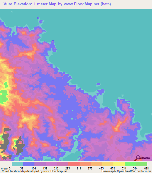 Vure,Solomon Islands Elevation Map