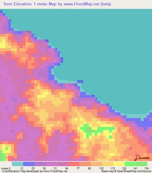 Vure,Solomon Islands Elevation Map