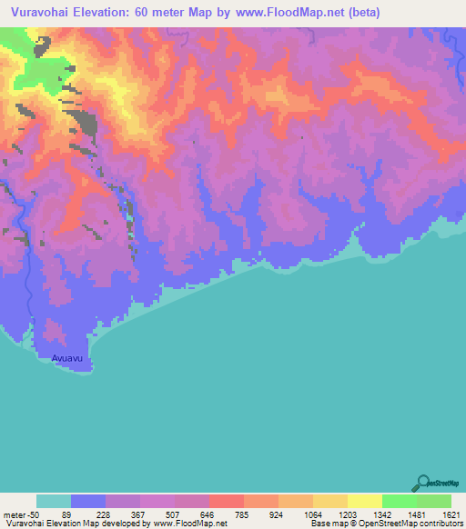 Vuravohai,Solomon Islands Elevation Map