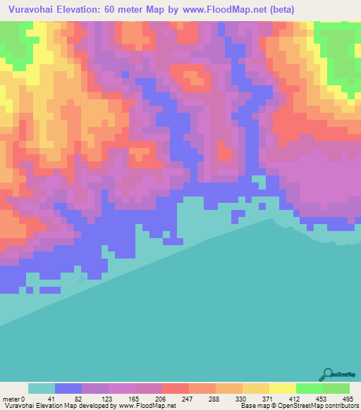 Vuravohai,Solomon Islands Elevation Map