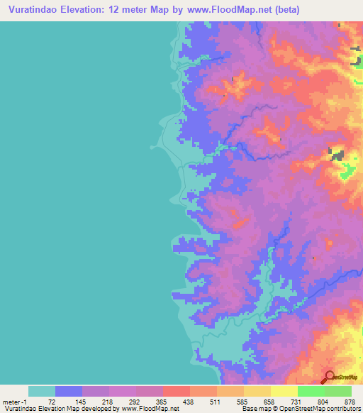 Vuratindao,Solomon Islands Elevation Map