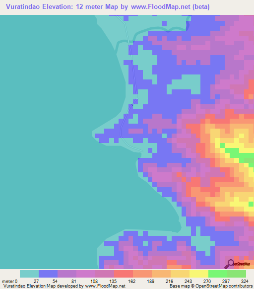 Vuratindao,Solomon Islands Elevation Map