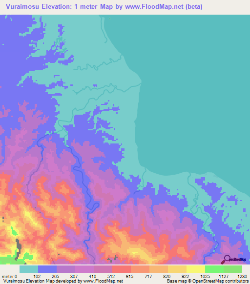 Vuraimosu,Solomon Islands Elevation Map