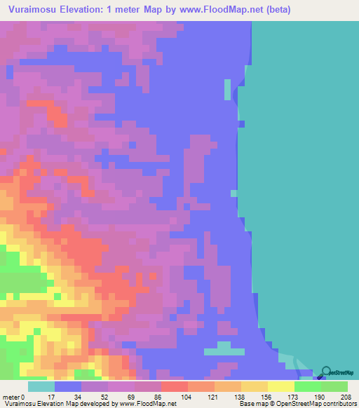 Vuraimosu,Solomon Islands Elevation Map