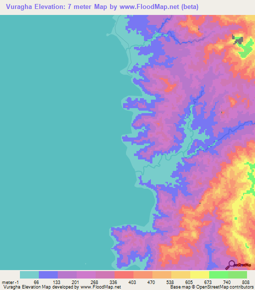 Vuragha,Solomon Islands Elevation Map