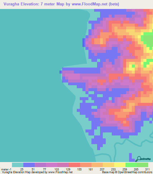 Vuragha,Solomon Islands Elevation Map