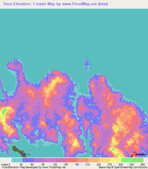 Vura,Solomon Islands Elevation Map