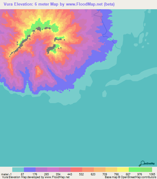 Vura,Solomon Islands Elevation Map