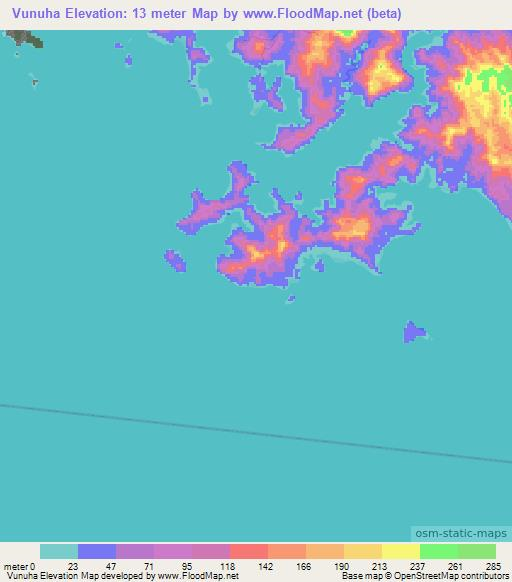 Vunuha,Solomon Islands Elevation Map