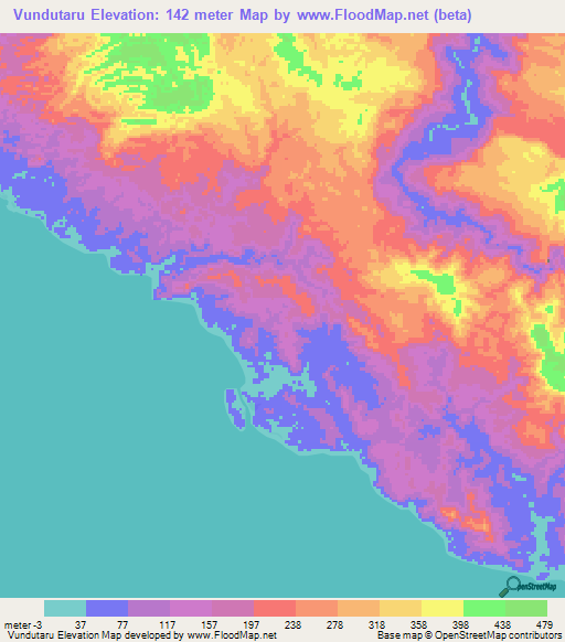 Vundutaru,Solomon Islands Elevation Map