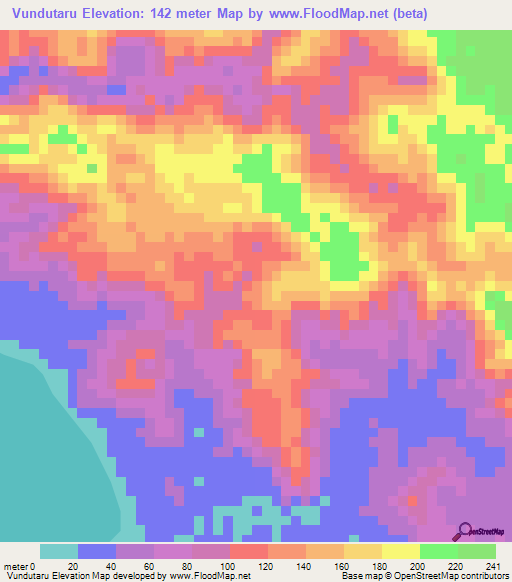 Vundutaru,Solomon Islands Elevation Map