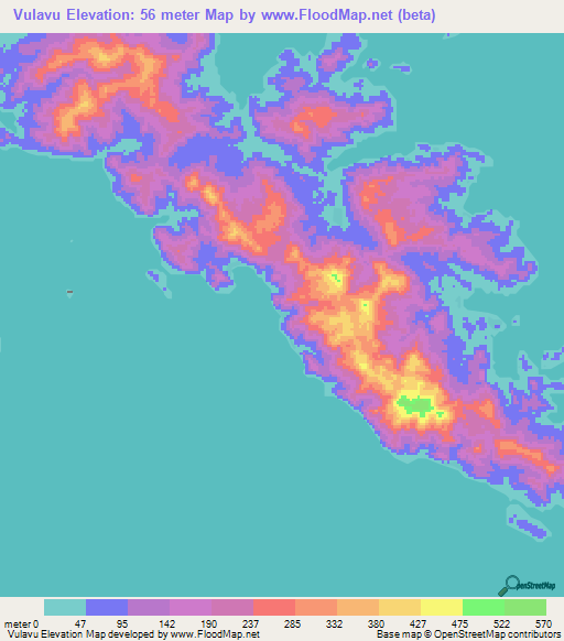 Vulavu,Solomon Islands Elevation Map