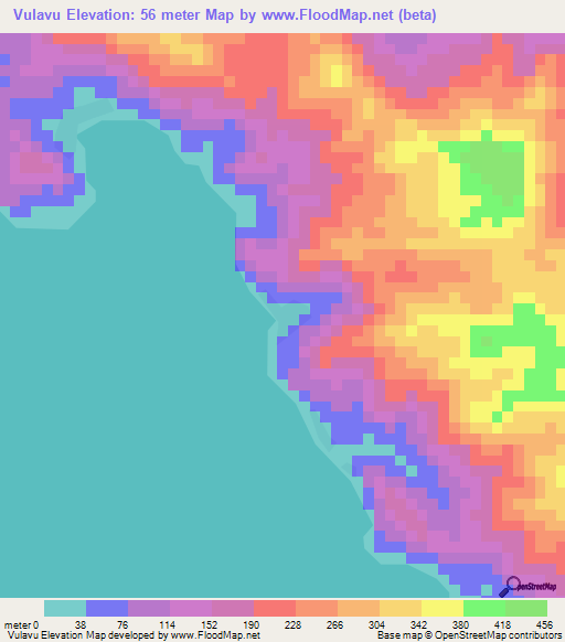 Vulavu,Solomon Islands Elevation Map