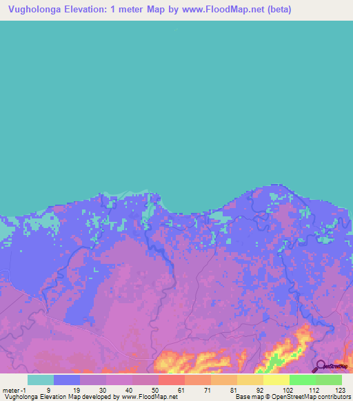 Vugholonga,Solomon Islands Elevation Map