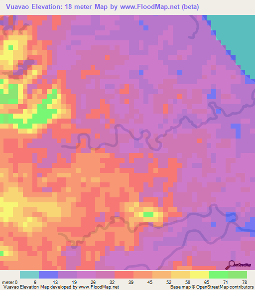 Vuavao,Solomon Islands Elevation Map
