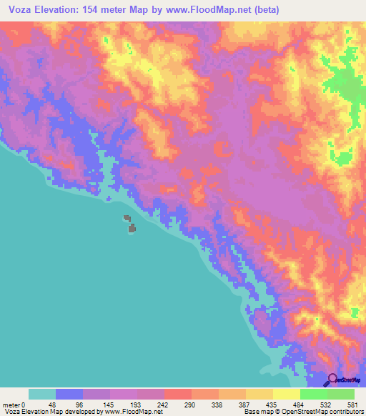 Voza,Solomon Islands Elevation Map