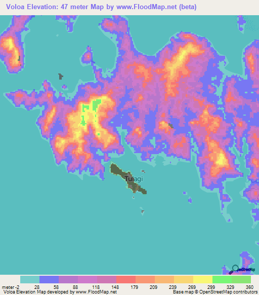 Voloa,Solomon Islands Elevation Map