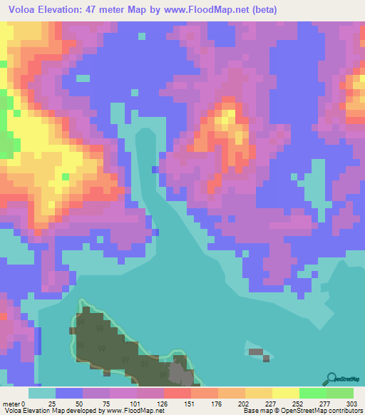 Voloa,Solomon Islands Elevation Map