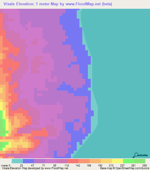 Visale,Solomon Islands Elevation Map