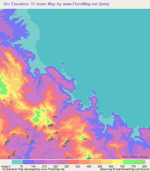 Vio,Solomon Islands Elevation Map