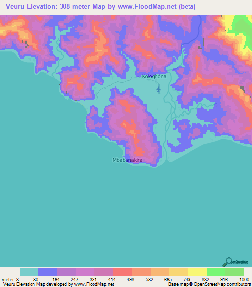 Veuru,Solomon Islands Elevation Map