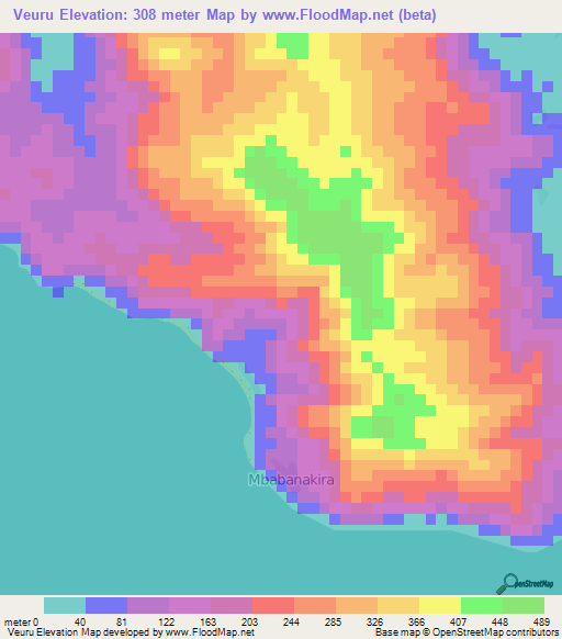 Veuru,Solomon Islands Elevation Map