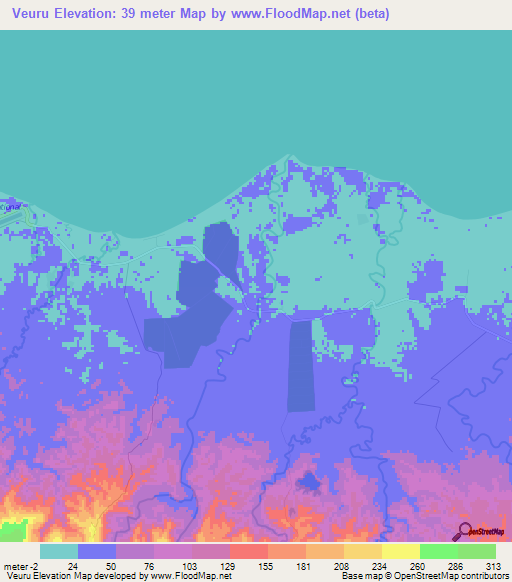 Veuru,Solomon Islands Elevation Map