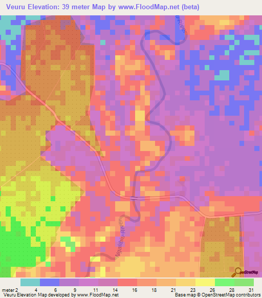 Veuru,Solomon Islands Elevation Map