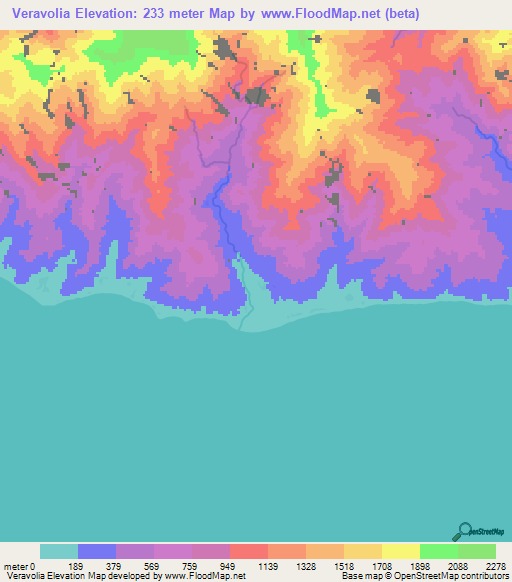Veravolia,Solomon Islands Elevation Map