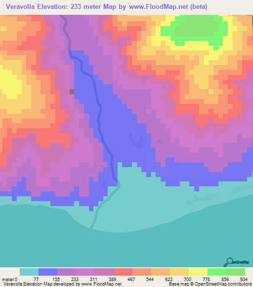 Veravolia,Solomon Islands Elevation Map