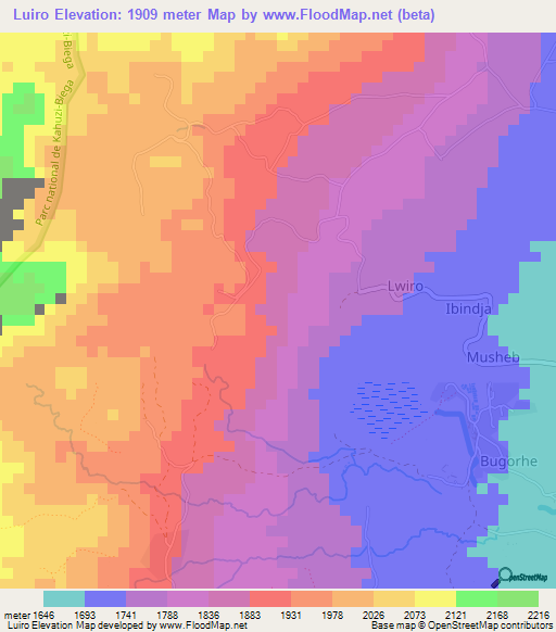 Luiro,Congo (Kinshasa) Elevation Map