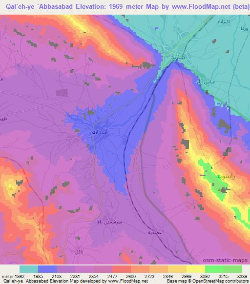 Qal`eh-ye `Abbasabad,Iran Elevation Map