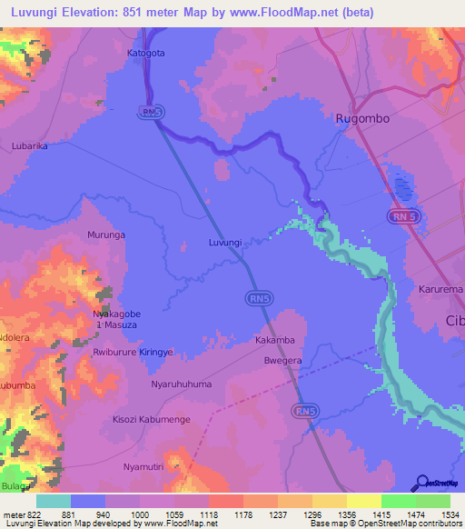 Luvungi,Congo (Kinshasa) Elevation Map