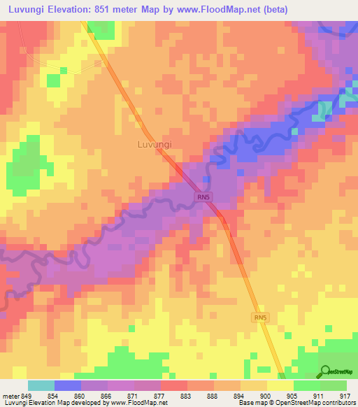 Luvungi,Congo (Kinshasa) Elevation Map
