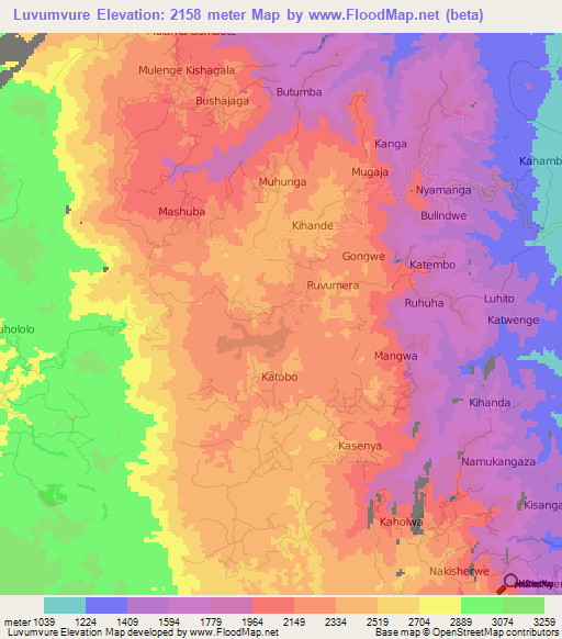 Luvumvure,Congo (Kinshasa) Elevation Map