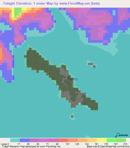 Tulaghi,Solomon Islands Elevation Map